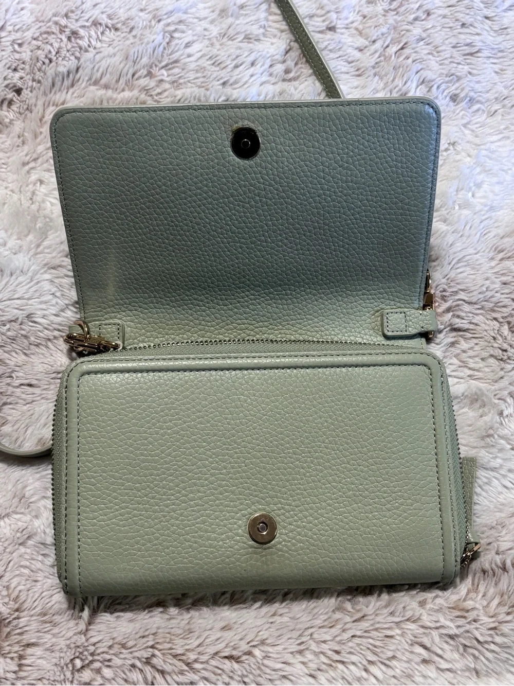 Tory Burch Thea Flat Wallet Cross Body in Garden Sage